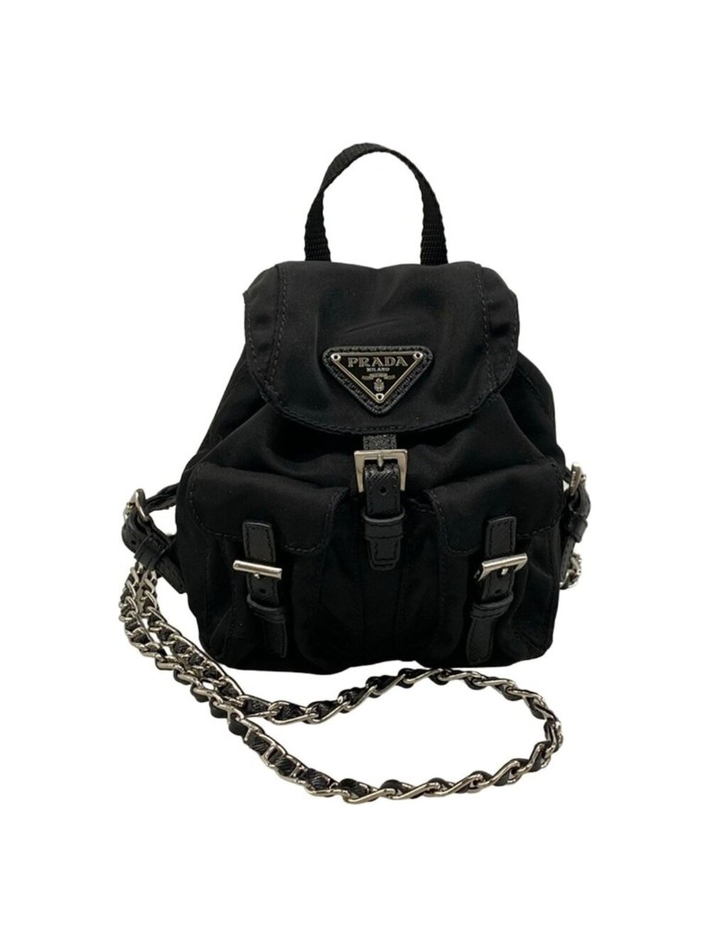Prada Shoulder Bag Black Chain Mini Backpack Shape